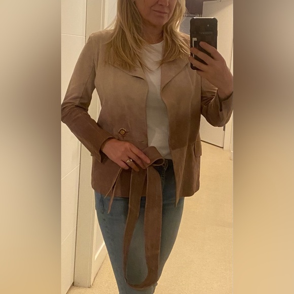 ESCADA Leather Suede Jacket Size 36 - Picture 1 of 7